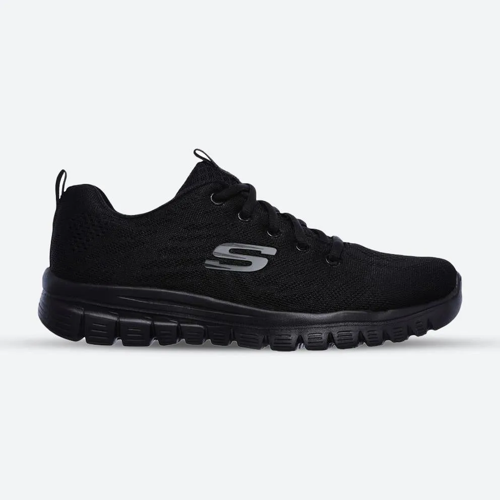 Women's Wide Fit Skechers 12615 Graceful Get Connected Sports Trainers - Black sold by Wide Fit Shoes