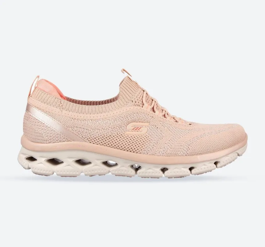 Women's Wide Fit Skechers 104307 Glide Step Flex Good Dream Trainers - Light Pink made by Skechers