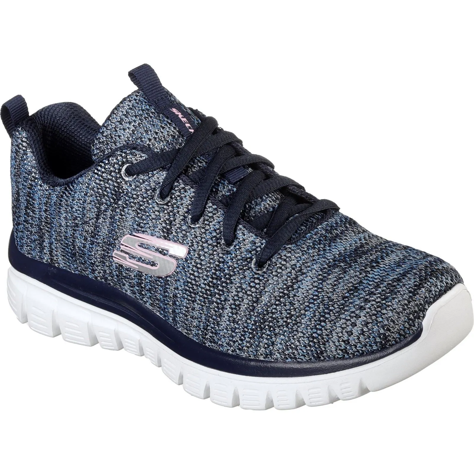 Women's Wide Fit Skechers 12615 Graceful Get Connected Sports Trainers - Navy/Blue sold by Wide Fit Shoes product image thumbnail 3