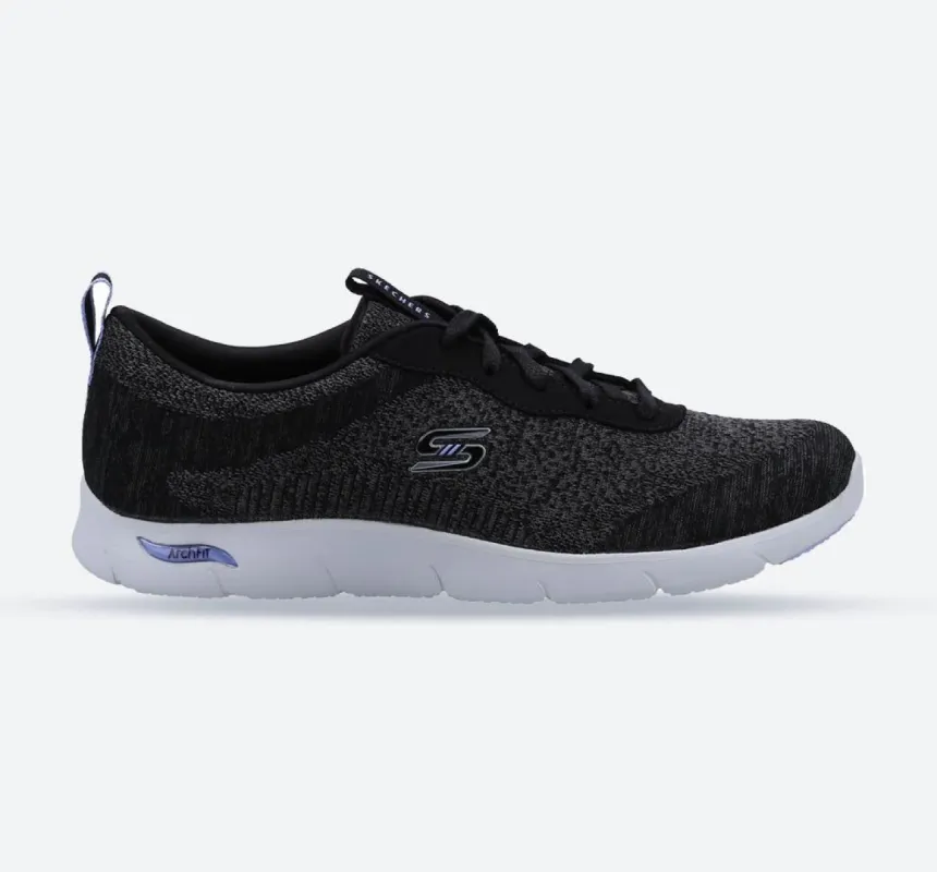 Women's Wide Fit Skechers 104272 Arch Fit Refine Trainers - Black/White sold by Wide Fit Shoes