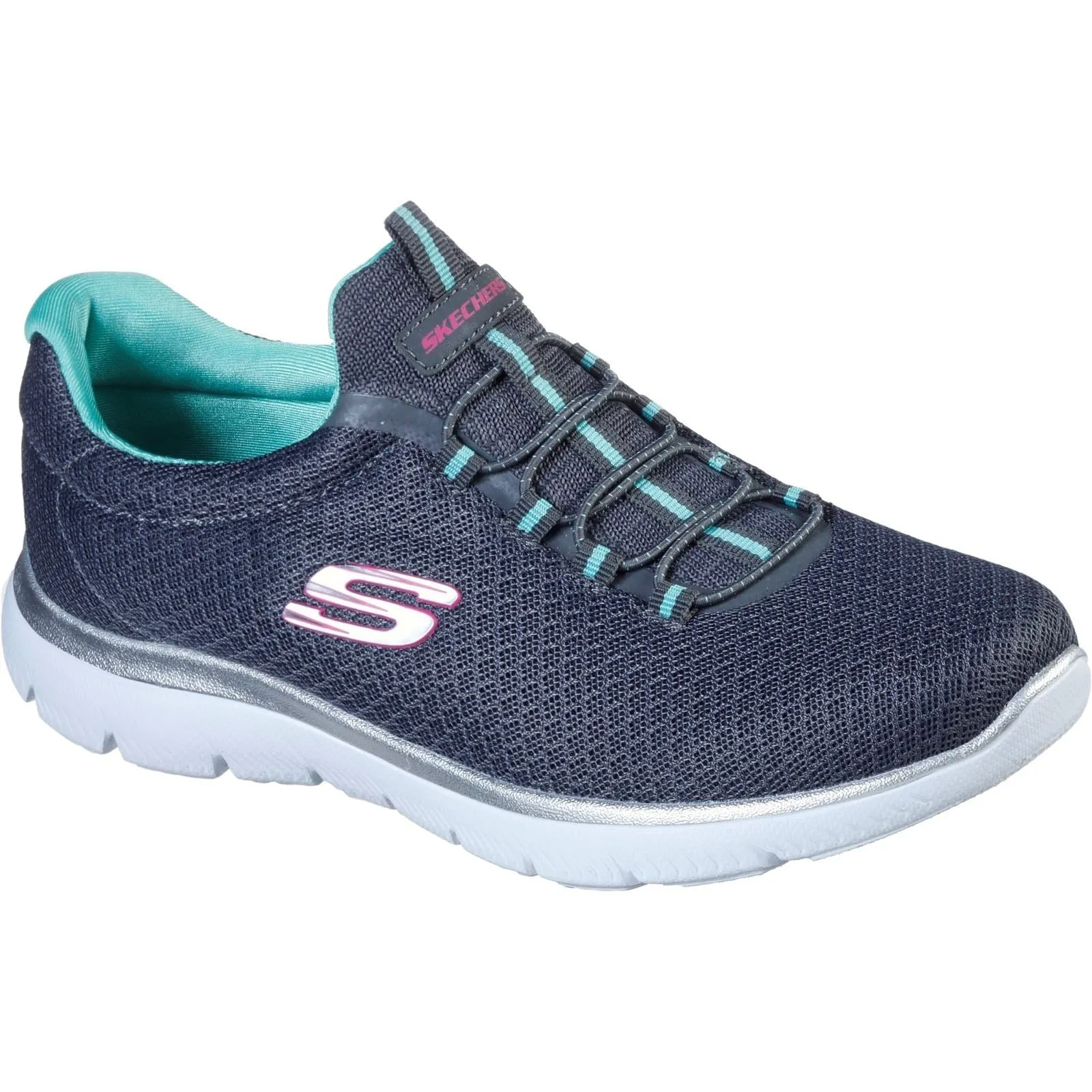 Women's Wide Fit Skechers 12980 Summits Slip On Sports Trainers - Charcoal/Green sold by Wide Fit Shoes product image thumbnail 3