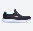 Women's Wide Fit Skechers 12980 Summits Slip On Sports Trainers - Charcoal/Green sold by Wide Fit Shoes
