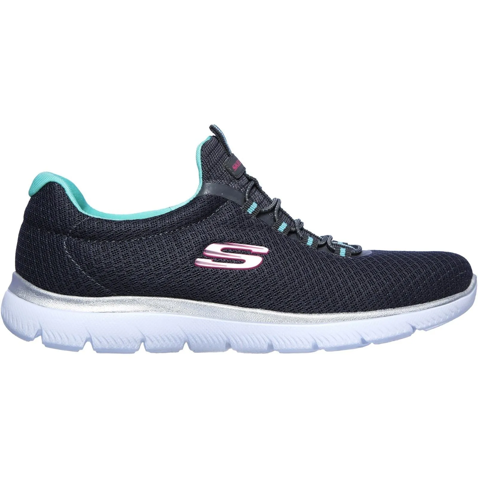 Women's Wide Fit Skechers 12980 Summits Slip On Sports Trainers - Charcoal/Green sold by Wide Fit Shoes product image thumbnail 2