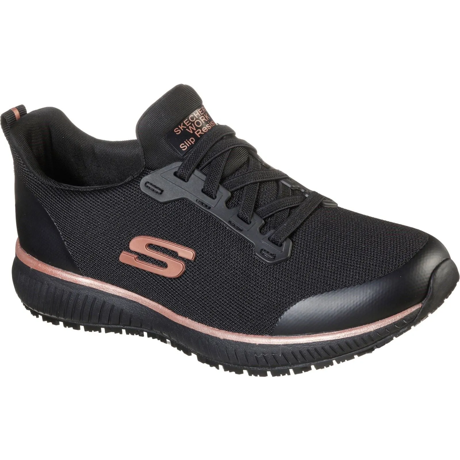 Women's Wide Fit Skechers 77222EC Squad SR Occupational Trainers - Black/Rose Gold sold by Wide Fit Shoes product image thumbnail 3