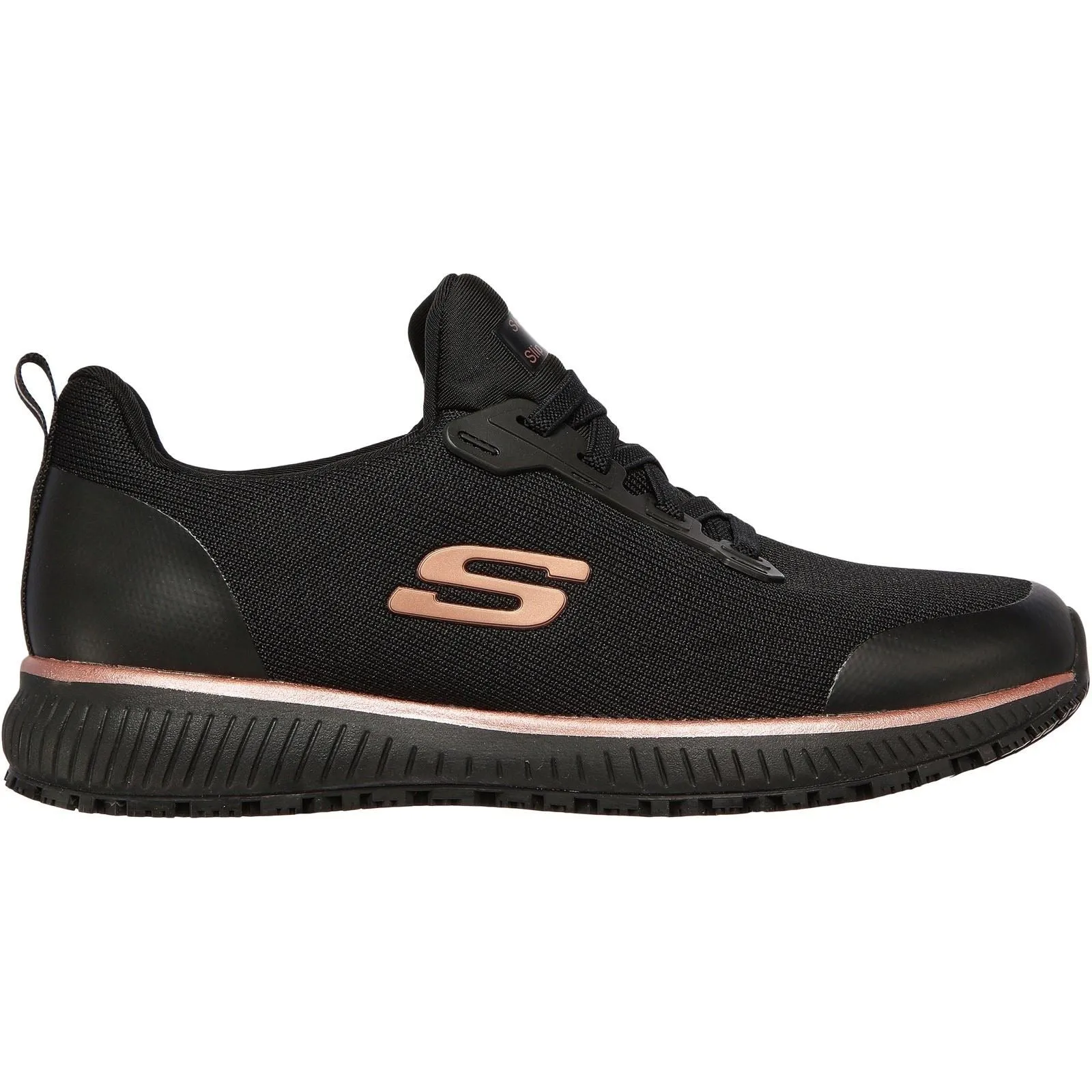 Women's Wide Fit Skechers 77222EC Squad SR Occupational Trainers - Black/Rose Gold sold by Wide Fit Shoes product image thumbnail 2