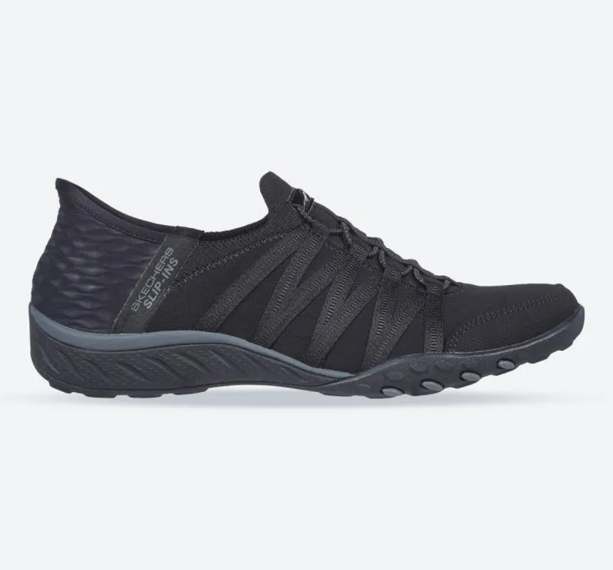 Women's Wide Fit Skechers 100593 Breathe Easy Roll With Me Trainers - Black sold by Wide Fit Shoes