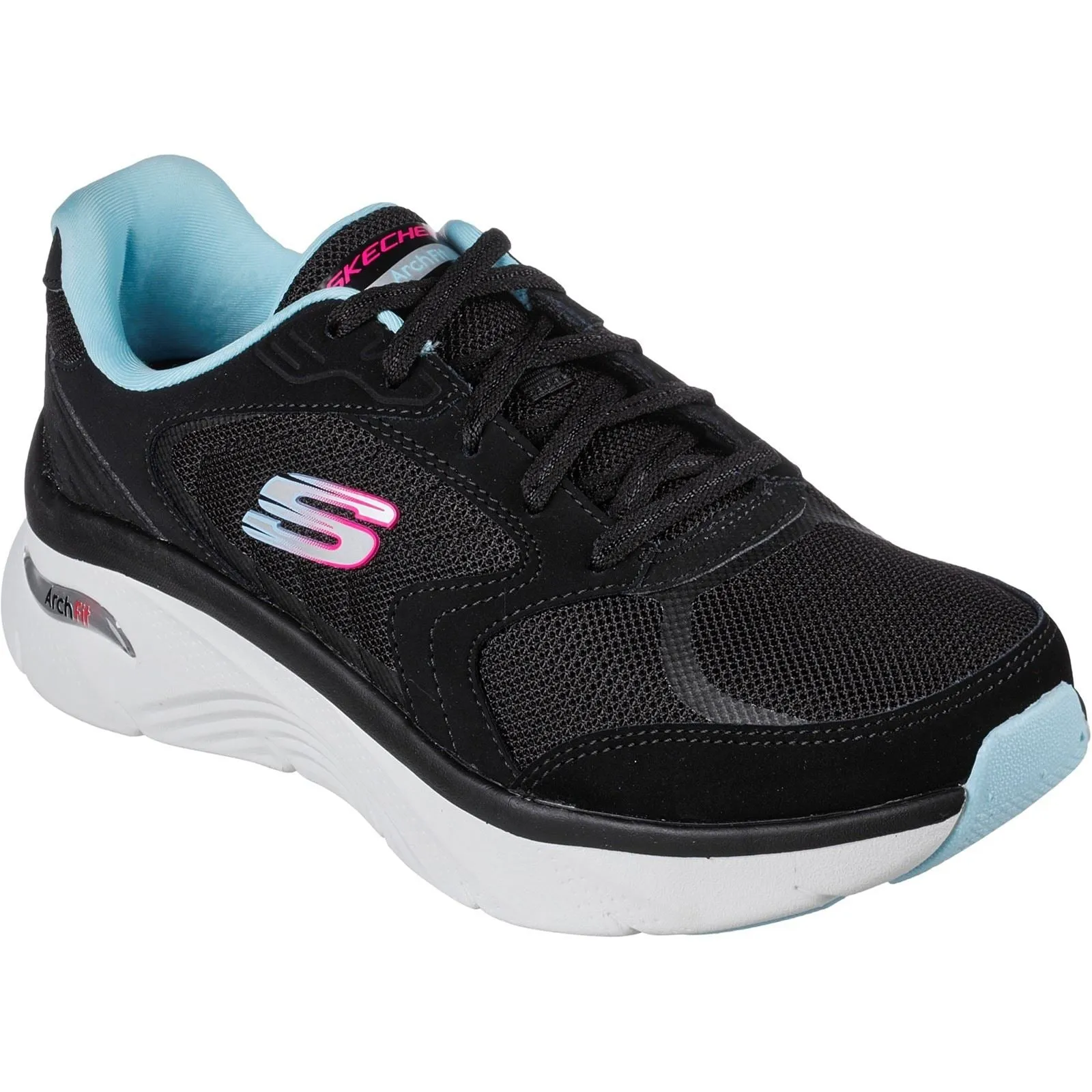 Women's Wide Fit Skechers 149686 Arch Fit D'Lux Trainers - Black/Blue sold by Wide Fit Shoes product image thumbnail 3