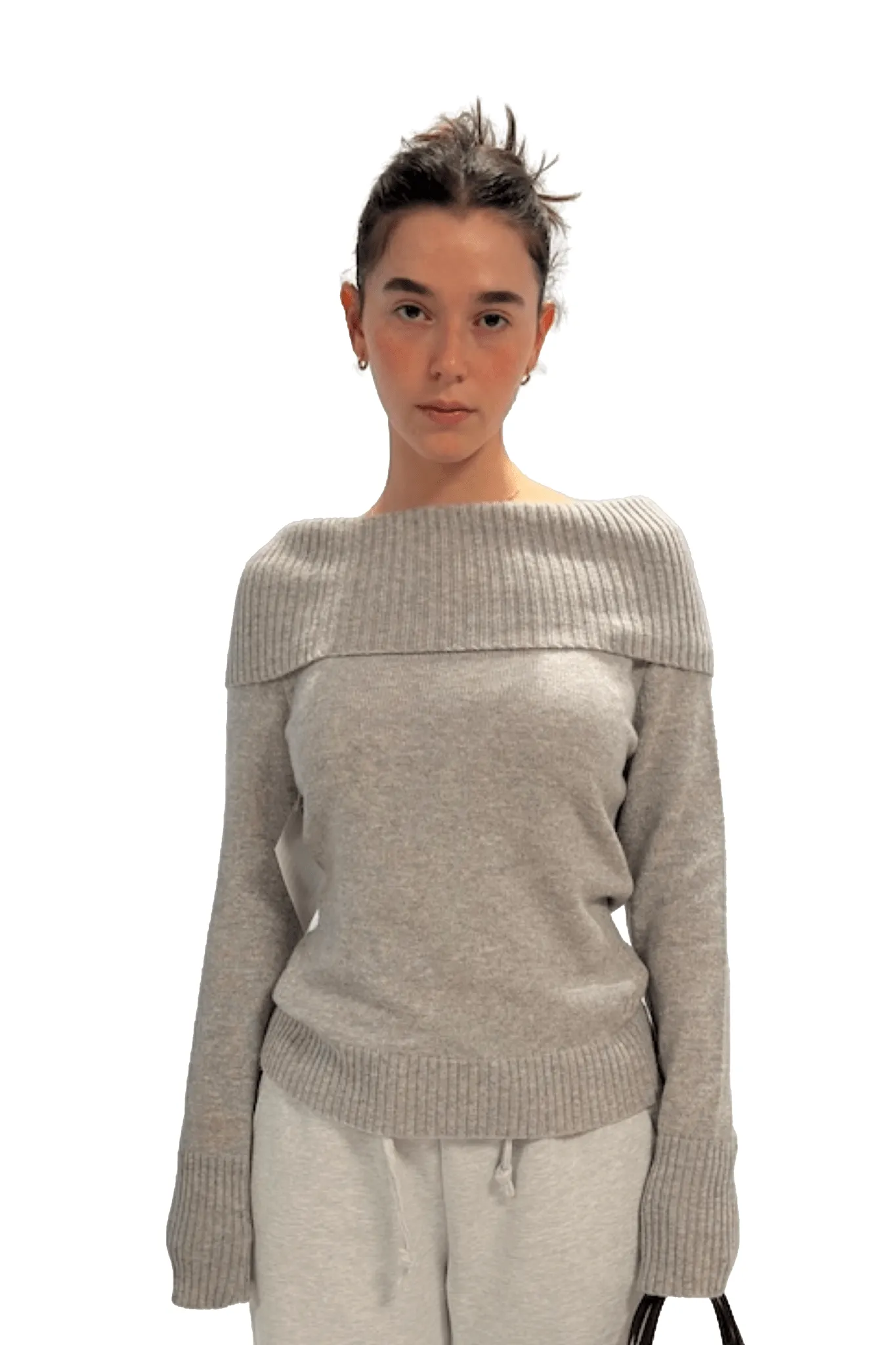 Asymmetrical Knit Sweater In 90s Grey sold by Urban Sophistication