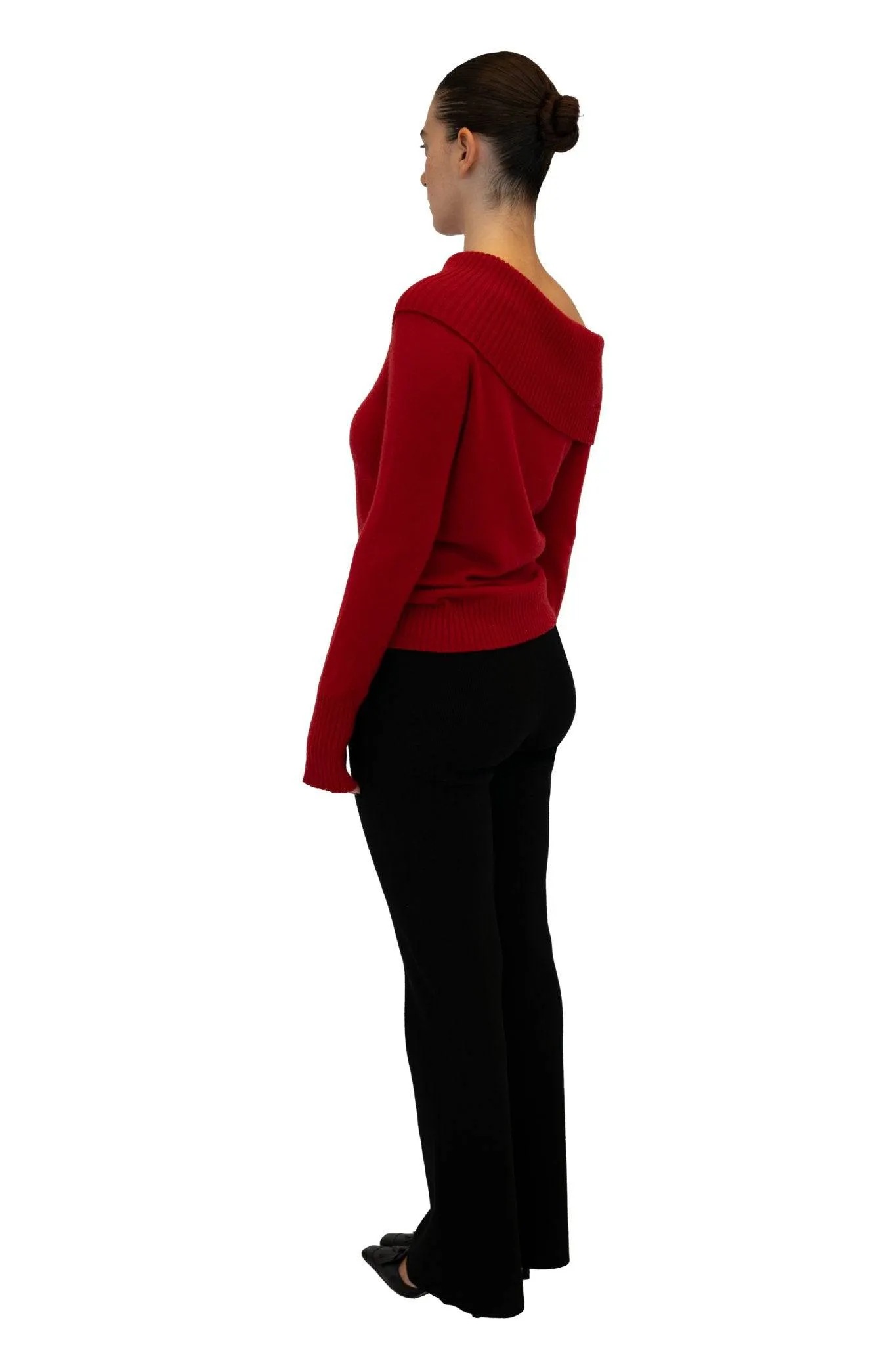 Asymmetrical Knit Sweater In Cola Red sold by Urban Sophistication product image thumbnail 2
