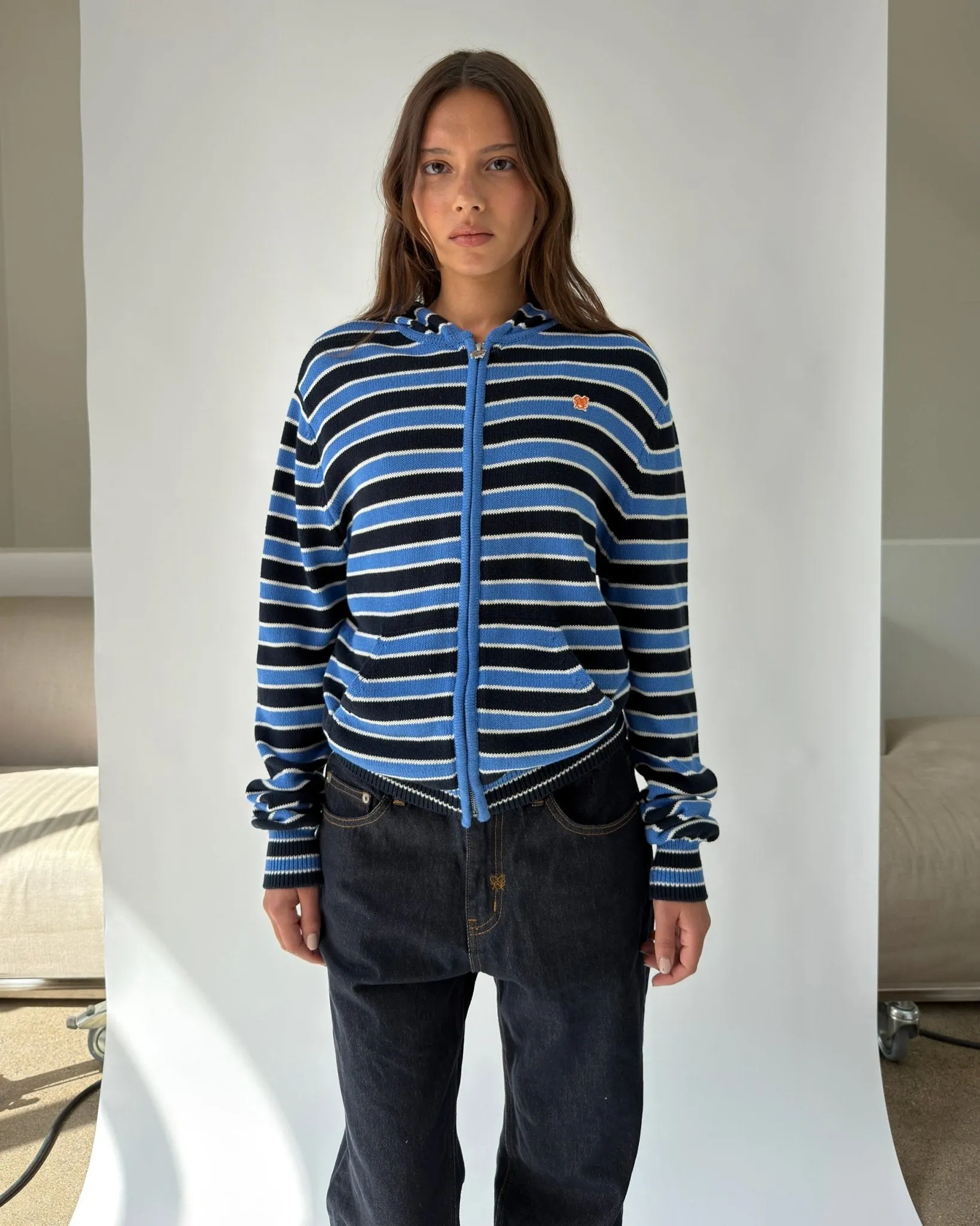 HD01 Stripped Zipped Knit Hoodie sold by Urban Sophistication product image thumbnail 2