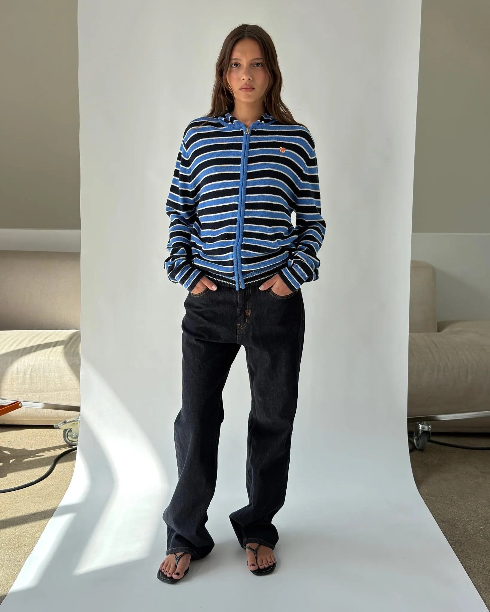 HD01 Stripped Zipped Knit Hoodie sold by Urban Sophistication product image thumbnail 3