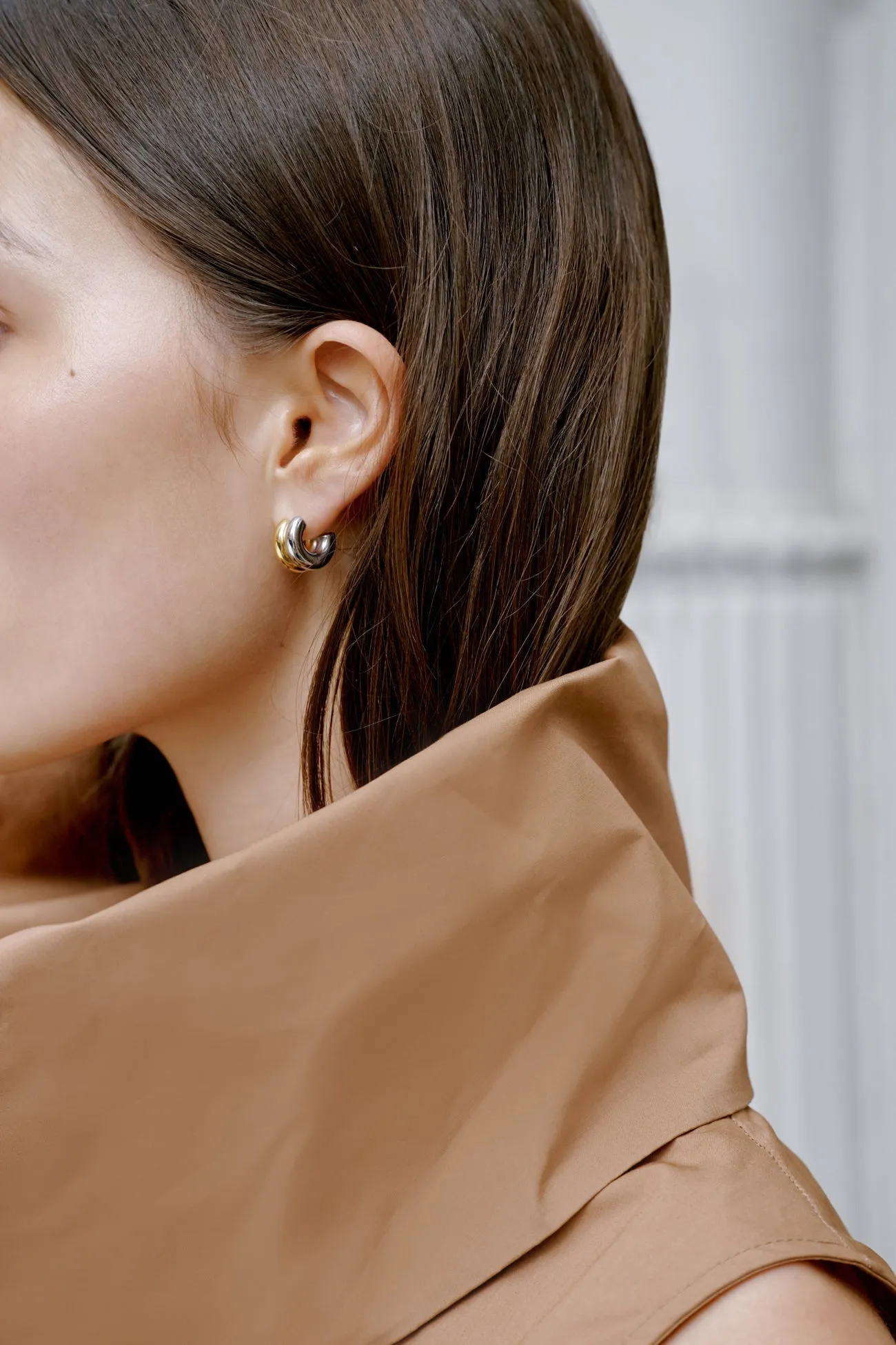 Erin Two-Toned Hoops sold by Marcella NYC product image thumbnail 4