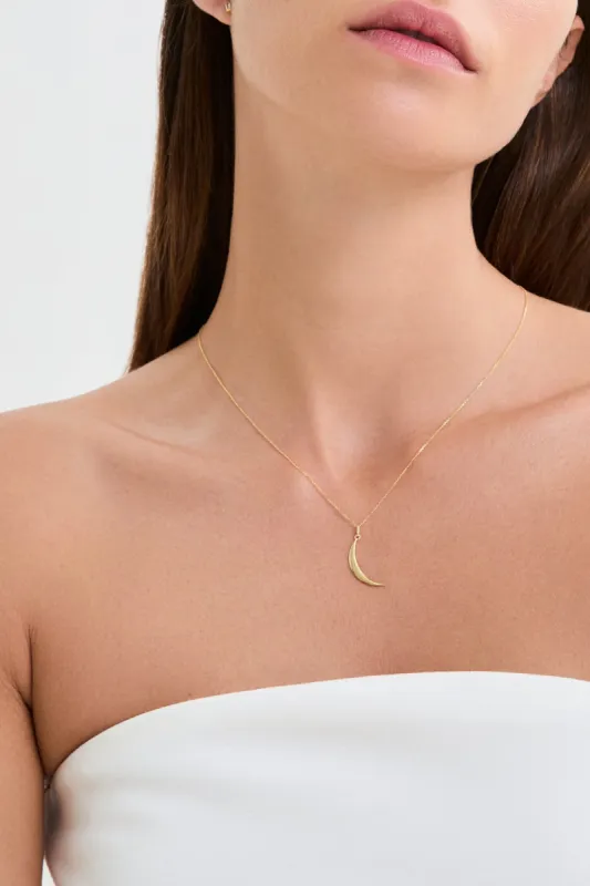10k Gold Luna Pendant Necklace sold by Marcella NYC