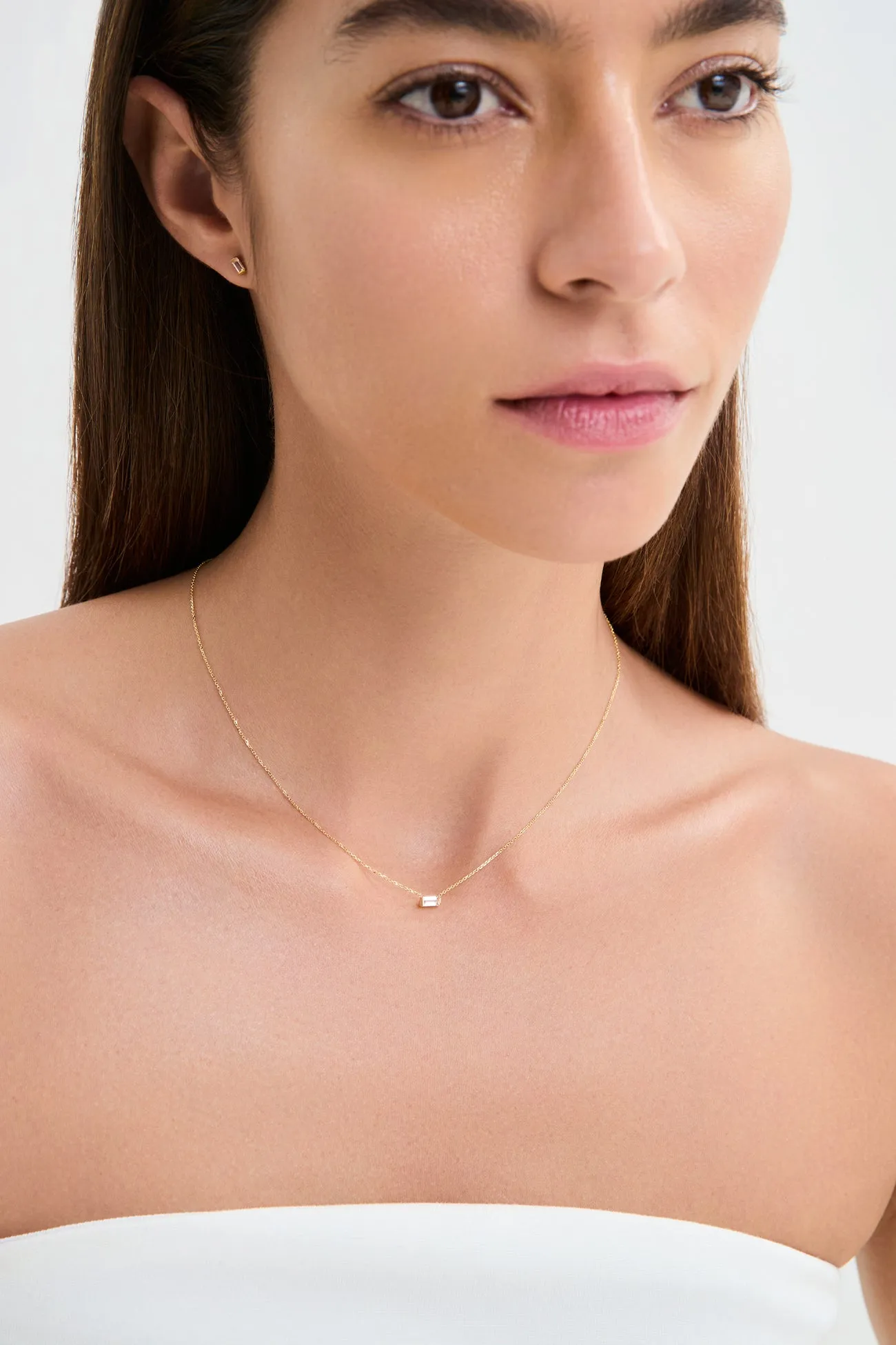 14k Gold Firenze Baguette Pendant Necklace sold by Marcella NYC product image thumbnail 3