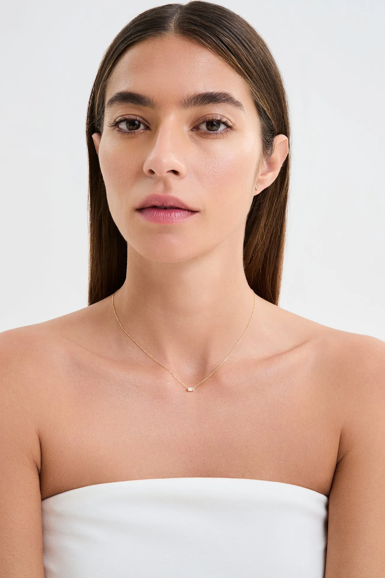 14k Gold Firenze Baguette Pendant Necklace sold by Marcella NYC product image thumbnail 5