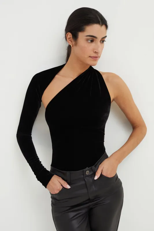 Manhattan Velvet One Shoulder Top sold by Marcella NYC