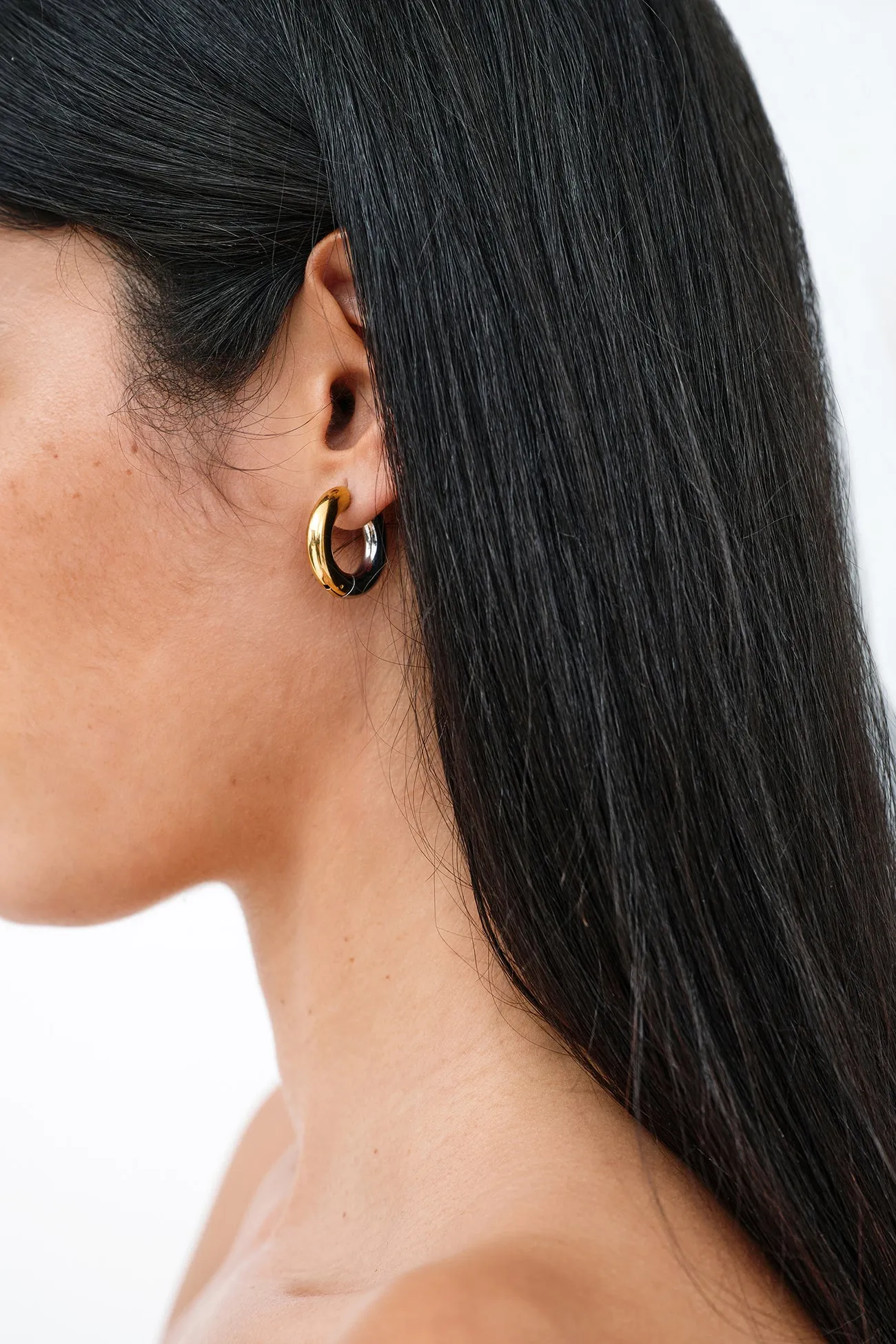 Emery Two-Toned Hoops sold by Marcella NYC product image thumbnail 5