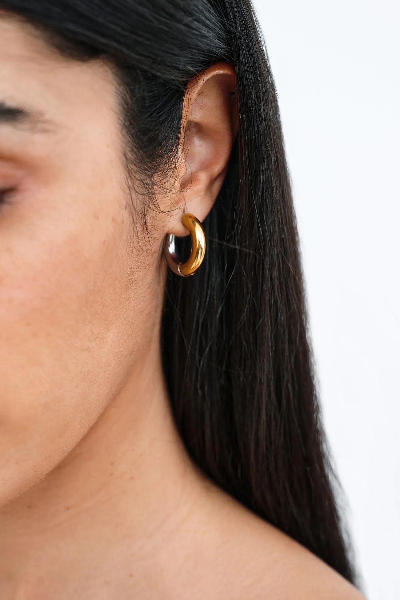 Emery Two-Toned Hoops sold by Marcella NYC product image thumbnail 4