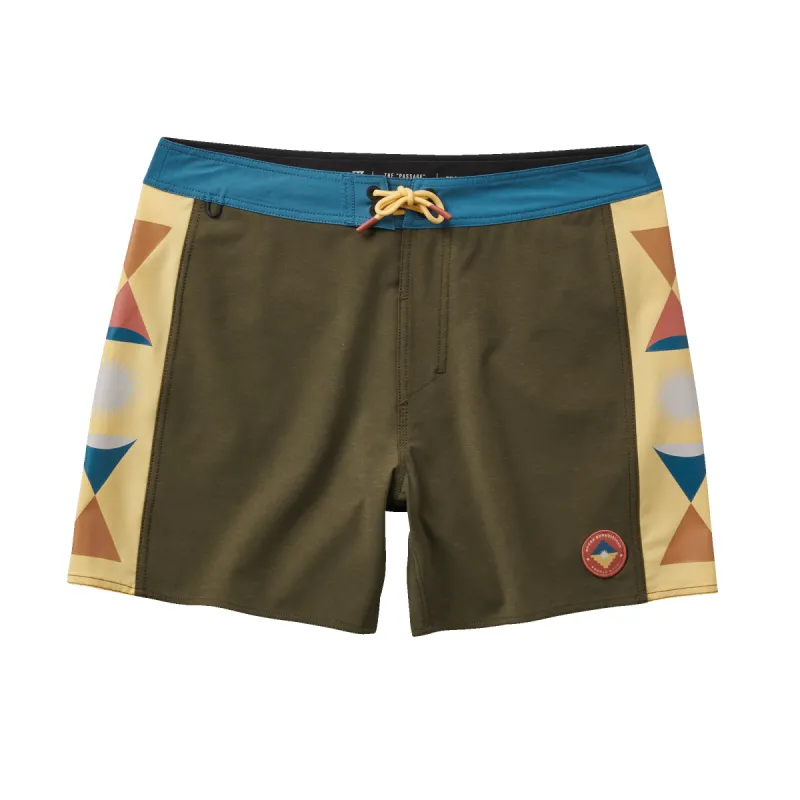 Passage 16" Side Panel Boardshorts - Heart Studio Military sold by Roark