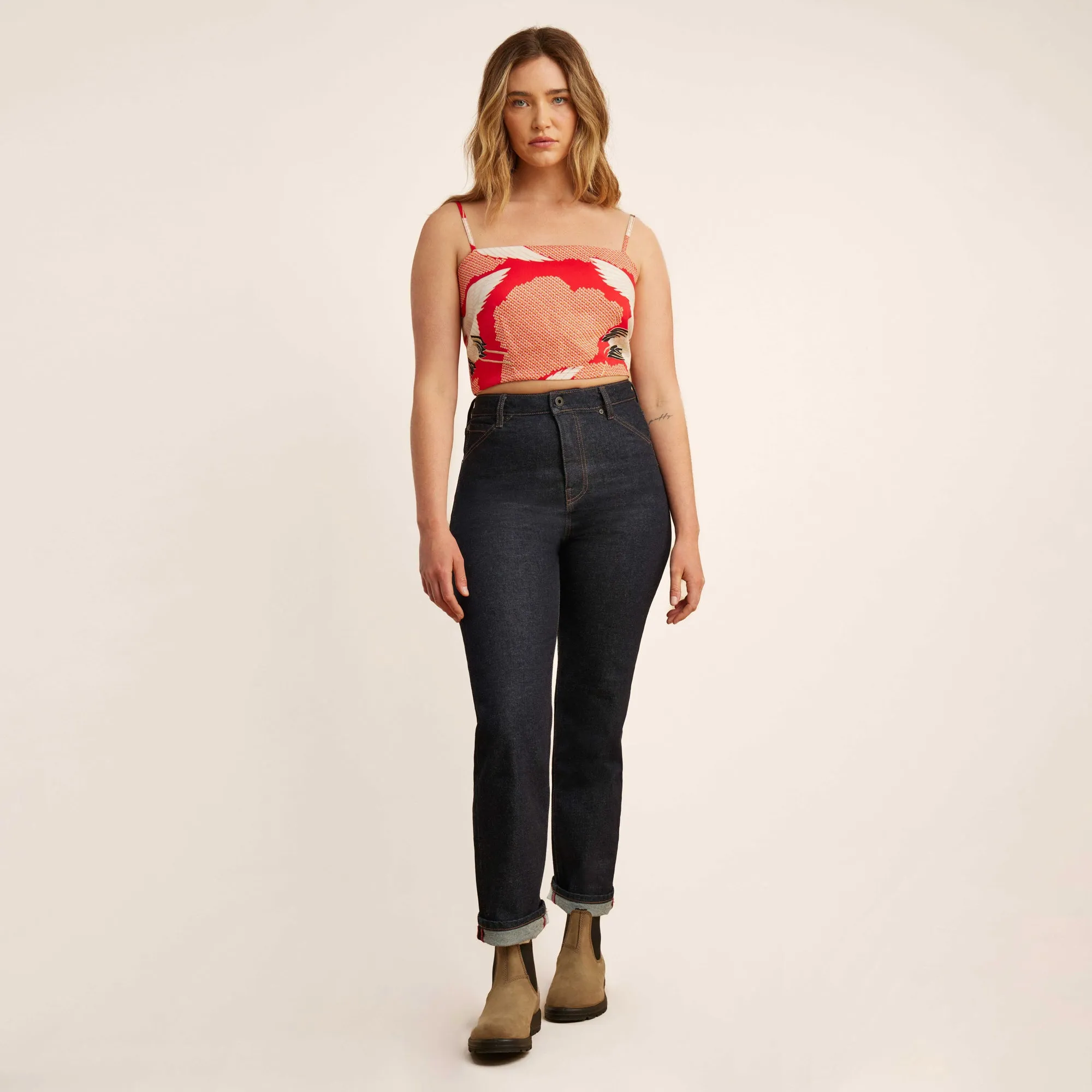 Pic Cami Tank Top - Bright Red Vintage Crane sold by Roark product image thumbnail 3