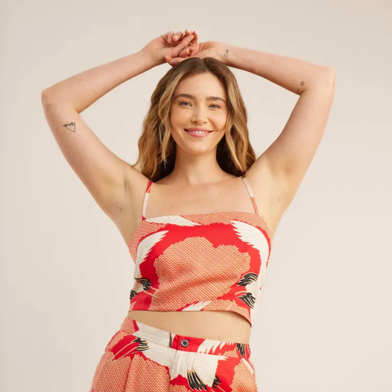 Pic Cami Tank Top - Bright Red Vintage Crane made by Roark