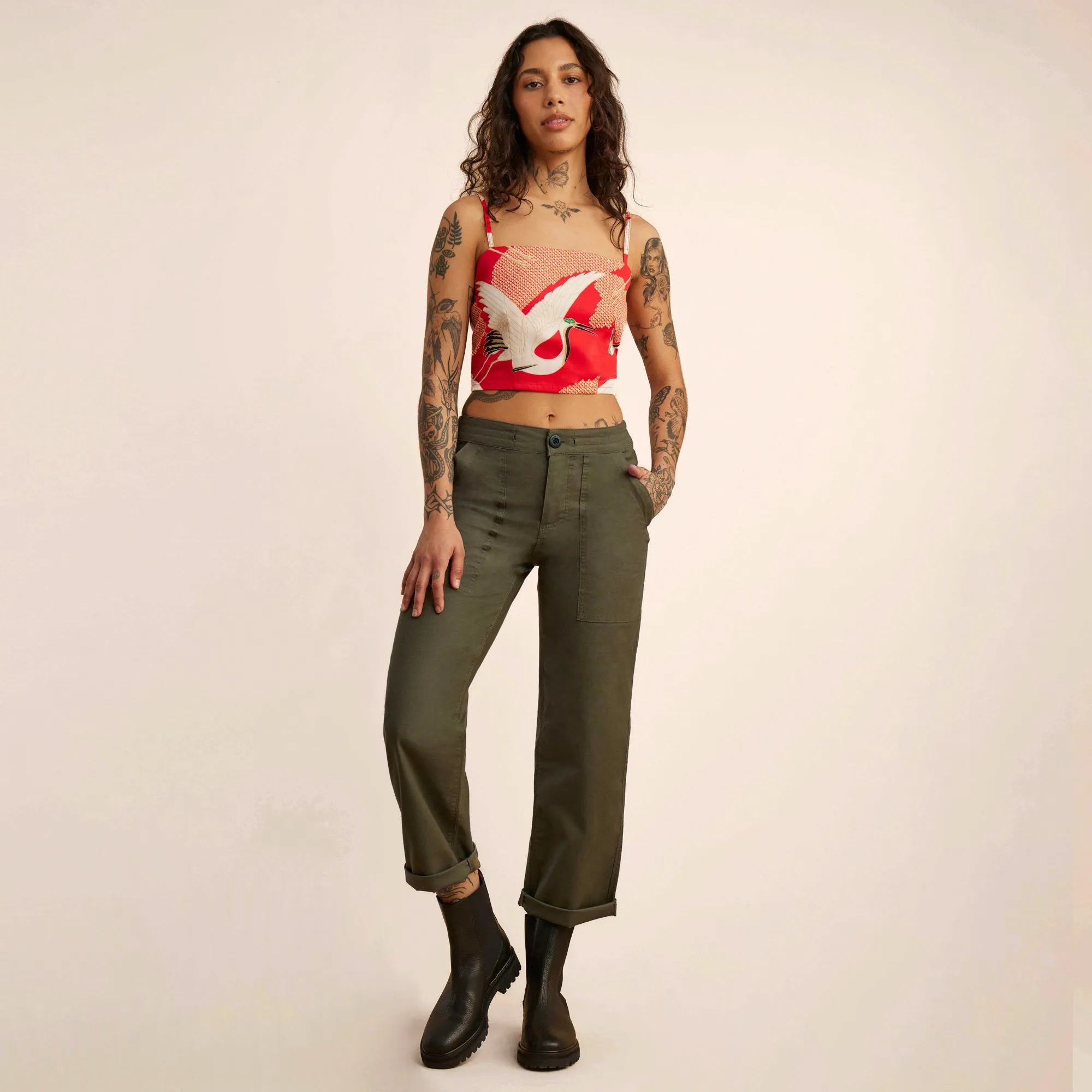 Pic Cami Tank Top - Bright Red Vintage Crane sold by Roark product image thumbnail 5