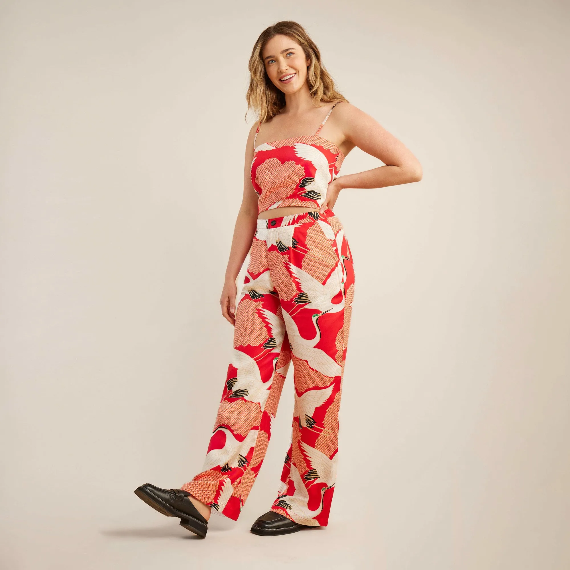 Pic Cami Tank Top - Bright Red Vintage Crane sold by Roark product image thumbnail 4