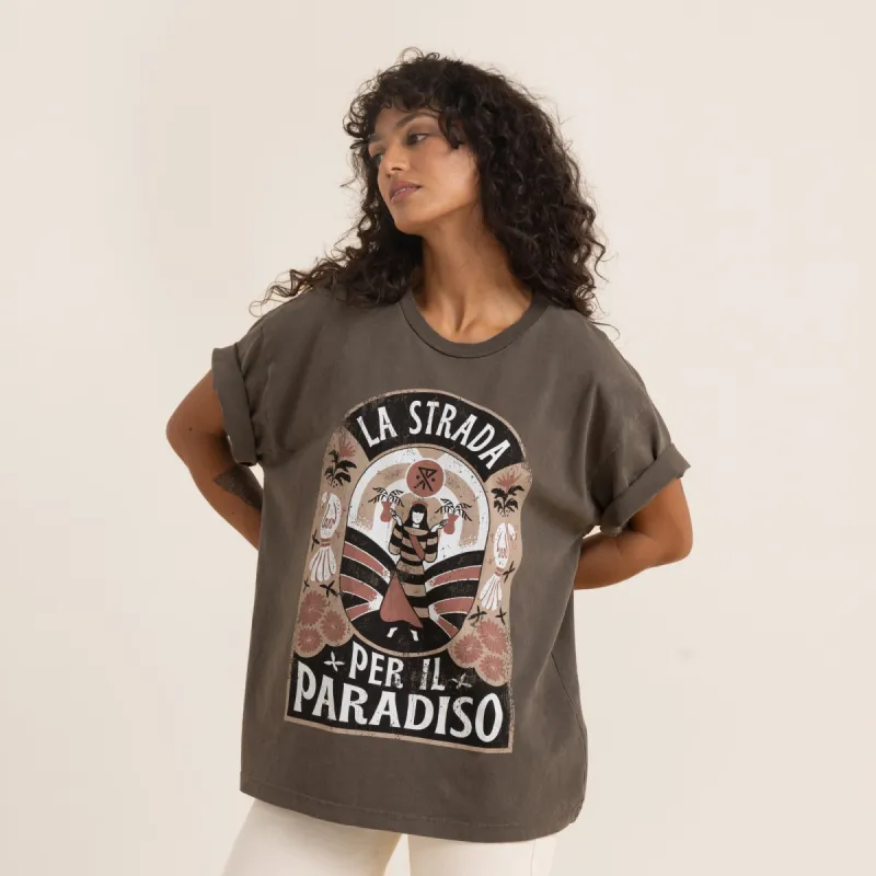Road To Paradise Oversized Premium Tee - Mocha sold by Roark