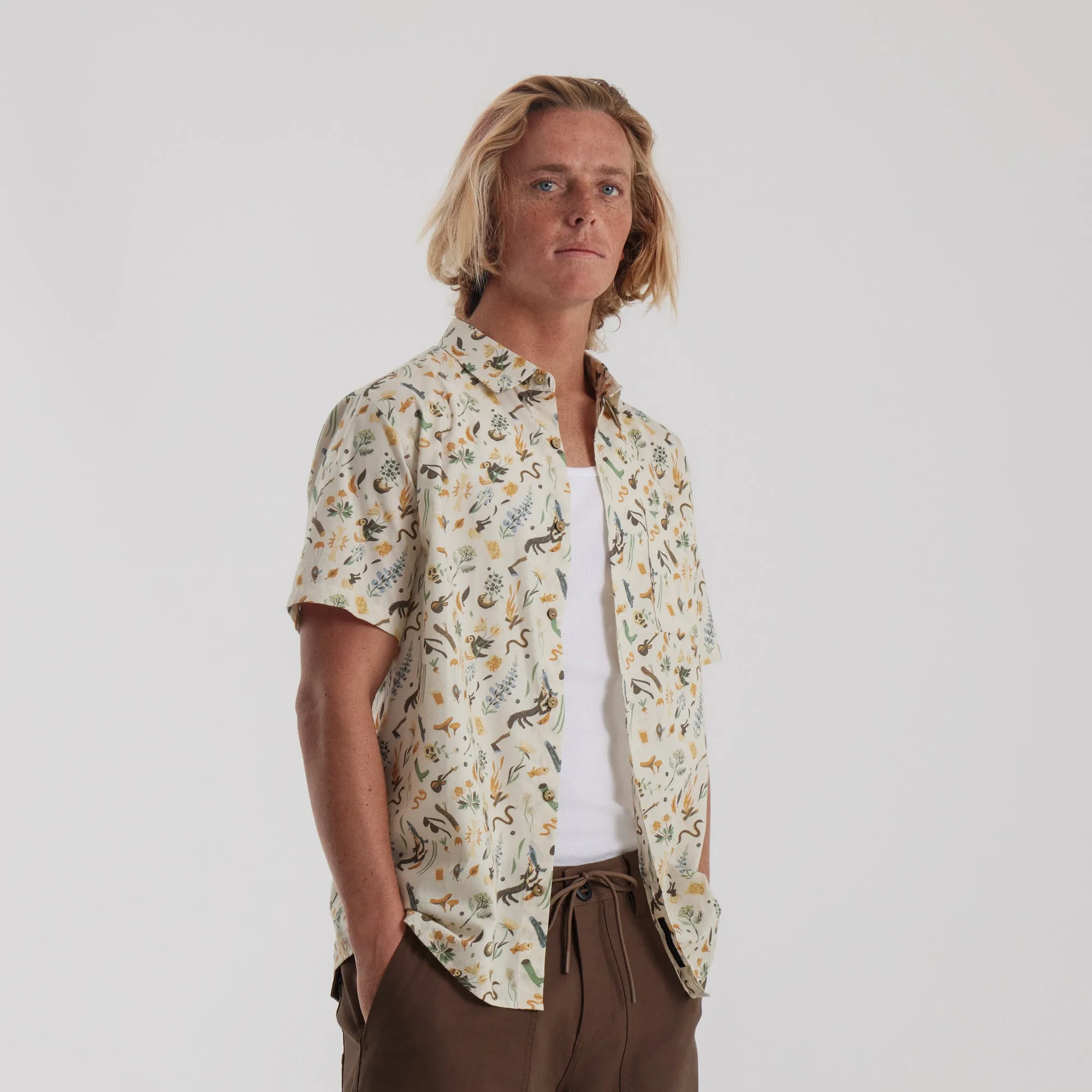 Journey Short Sleeve Button Up Shirt - Bendik Almond Paste sold by Roark product image thumbnail 4