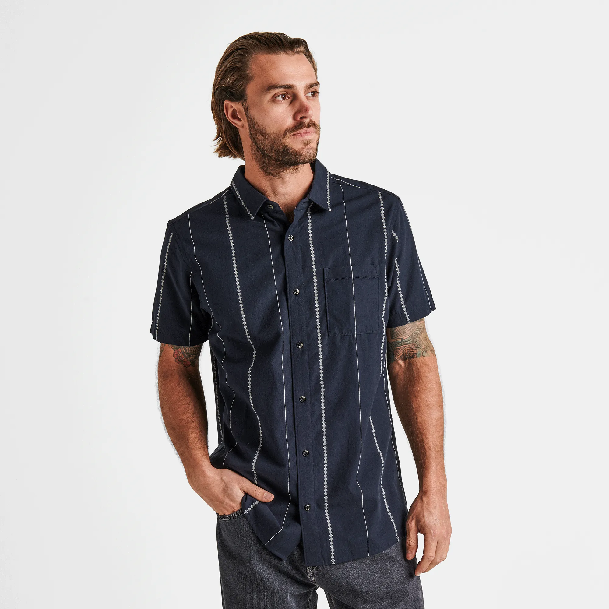 Journey Shirt - Stripes Dark Navy sold by Roark product image thumbnail 2