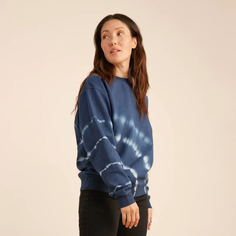 Shibori Fleece Sweatshirt - Deep Blue sold by Roark
