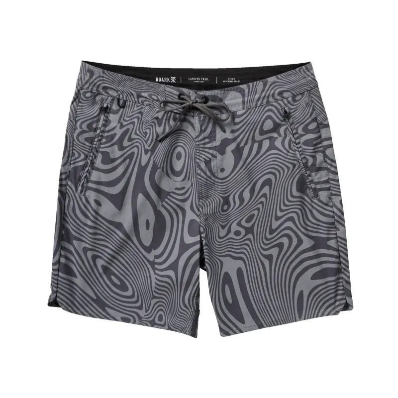 Layover Trail Shorts 17" - Grey Psychedelic sold by Roark