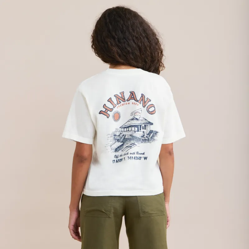 Hinano Happy Hour Boxy Crop Premium Tee - Off White sold by Roark