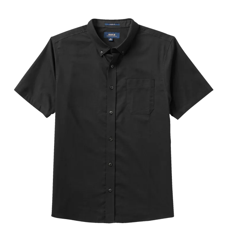 Scholar Stretch Organic Short Sleeve Button Up Shirt - Black sold by Roark
