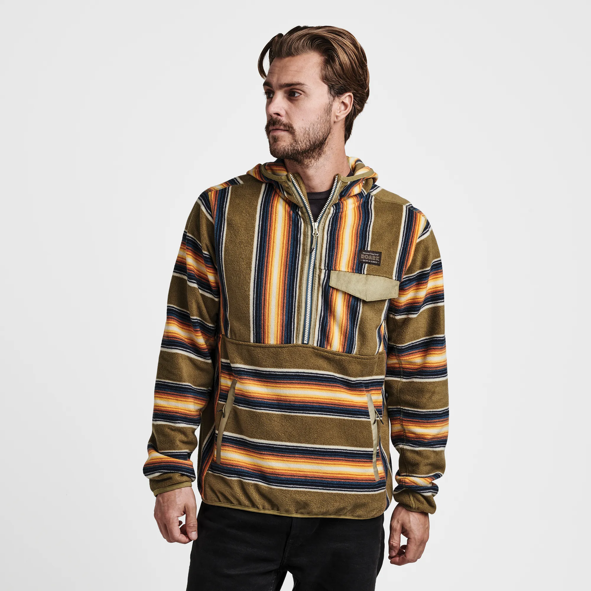 Barra Scrambler Hoodie - Dusty Green Barra Stripe sold by Roark product image thumbnail 2