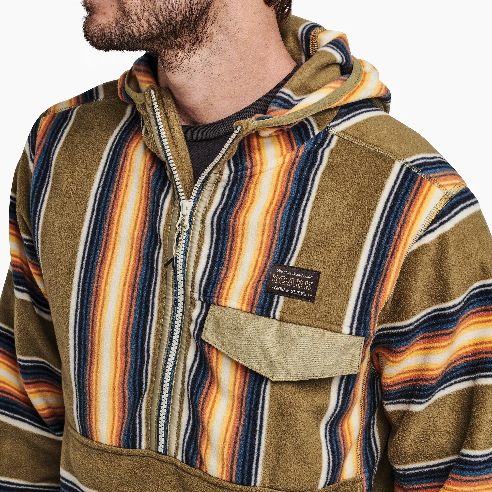 Barra Scrambler Hoodie - Dusty Green Barra Stripe sold by Roark product image thumbnail 4