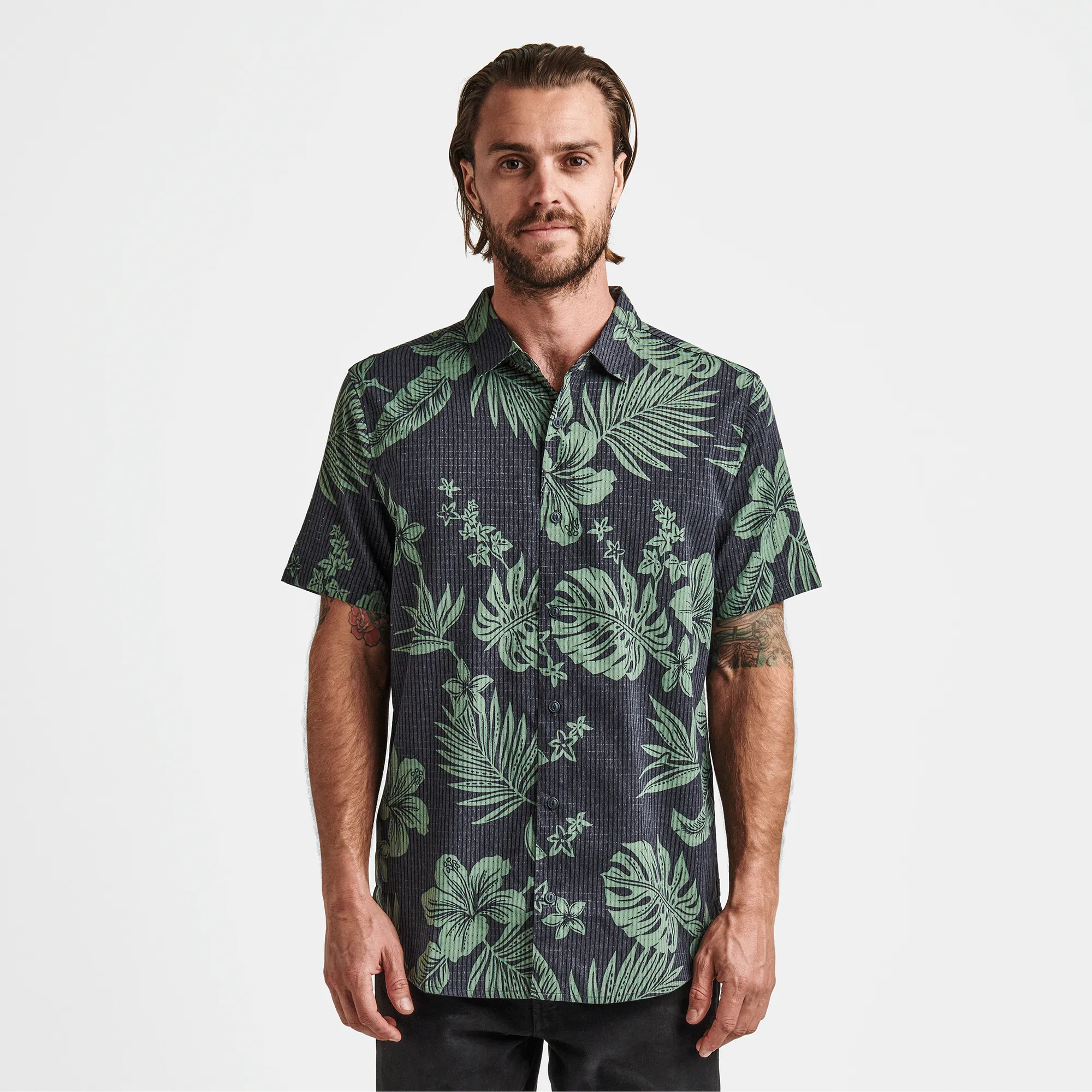 Bless Up Breathable Stretch Shirt - Black Green Print sold by Roark product image thumbnail 2