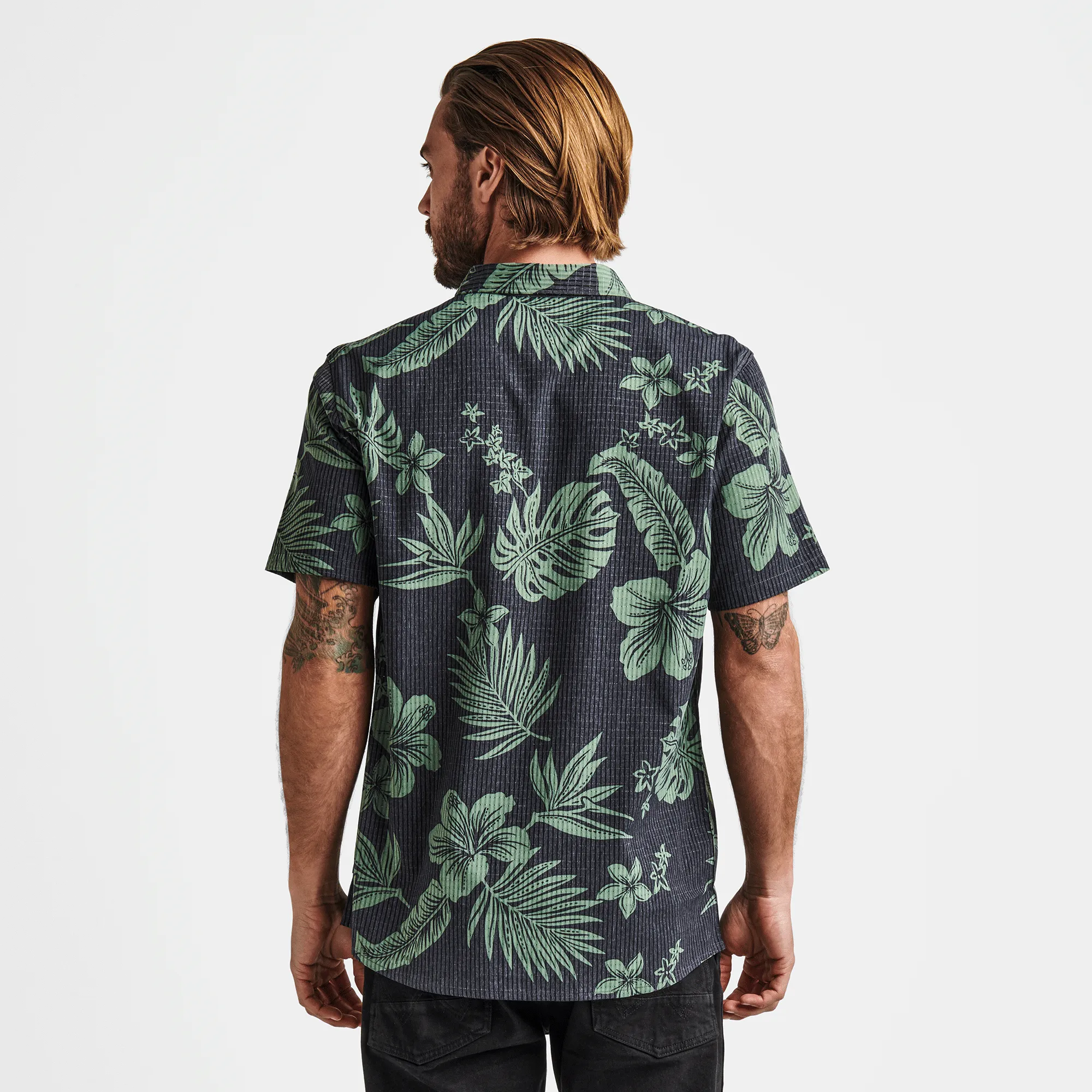 Bless Up Breathable Stretch Shirt - Black Green Print sold by Roark product image thumbnail 3