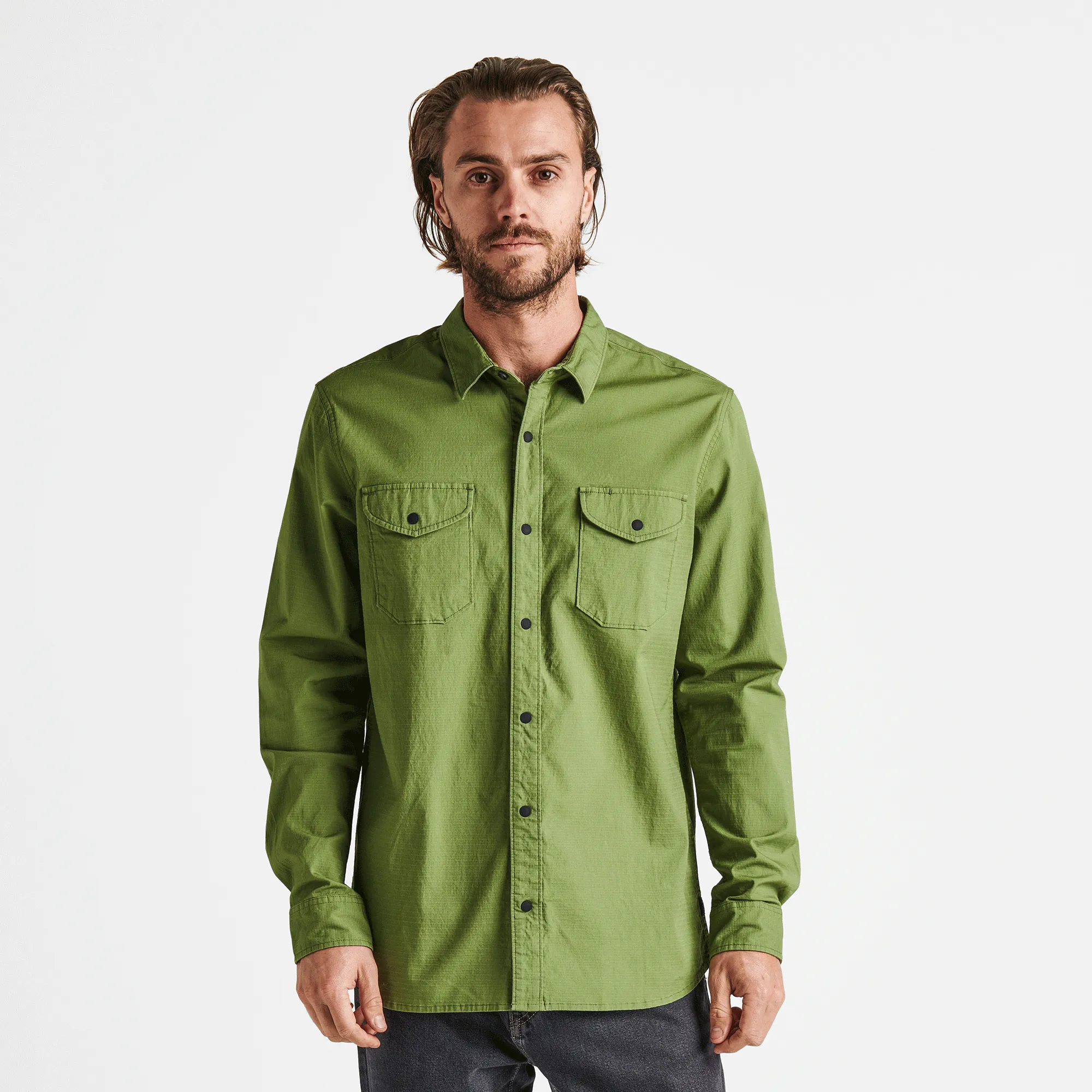 Campover Long Sleeve Button Up Shirt - Jungle Green sold by Roark product image thumbnail 2