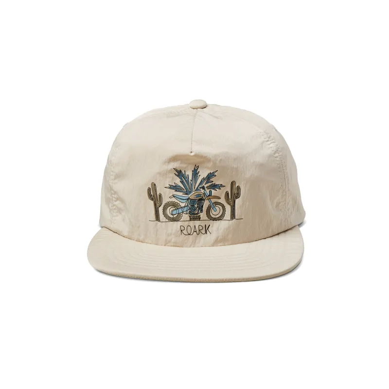Moto Packable 5 Panel Snapback Hat - Bone sold by Roark