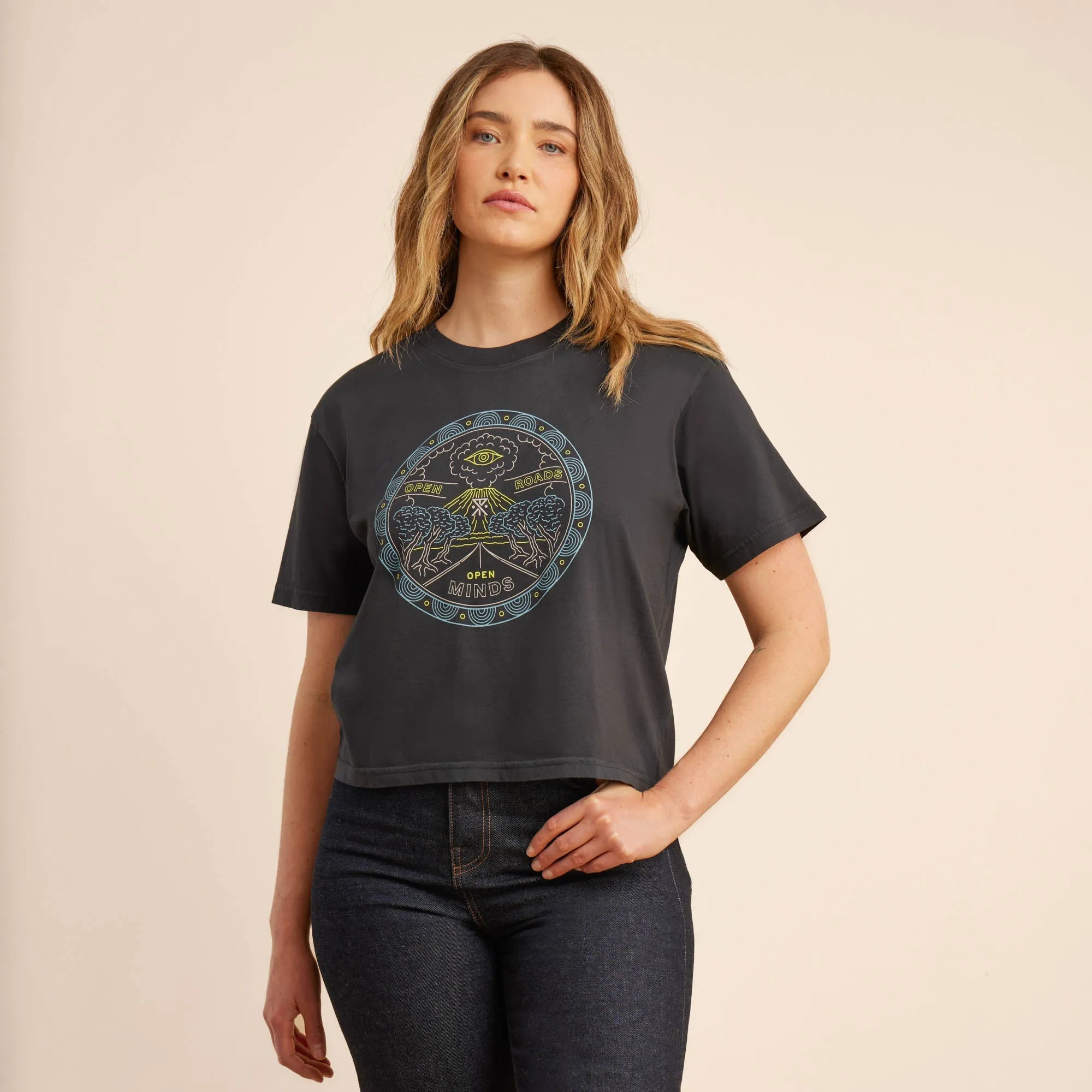 Open Roads Hokkaido Boxy Crop Premium Tee - Vintage Black sold by Roark