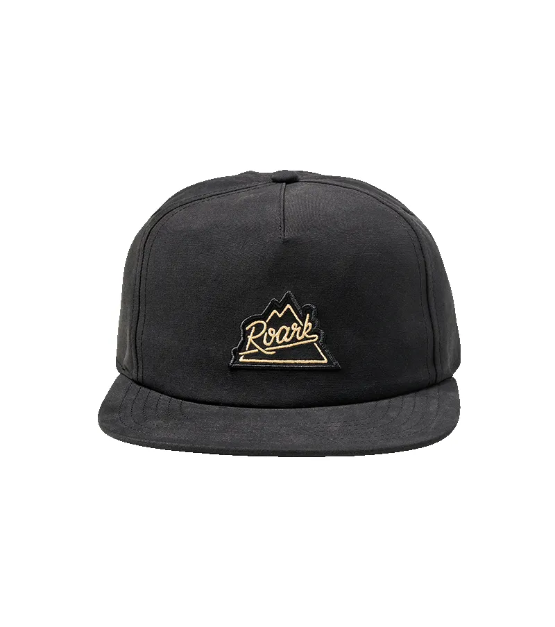 Peaking 5 Panel Snapback Hat - Black sold by Roark