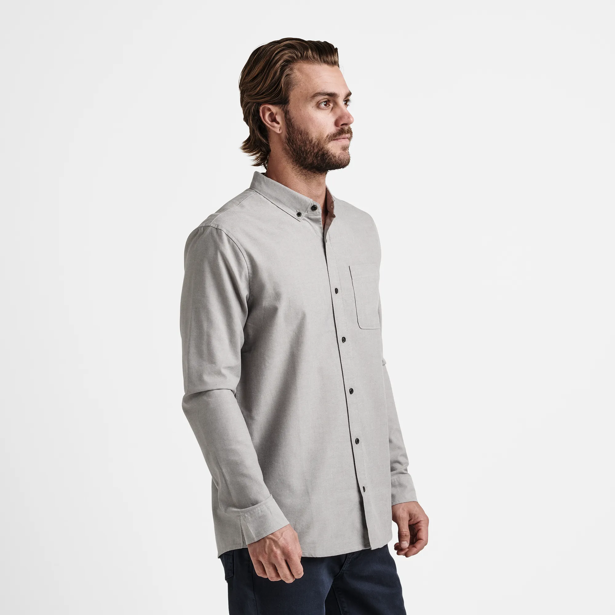 Scholar Long Sleeve Button Up Shirt - Smoke sold by Roark product image thumbnail 3