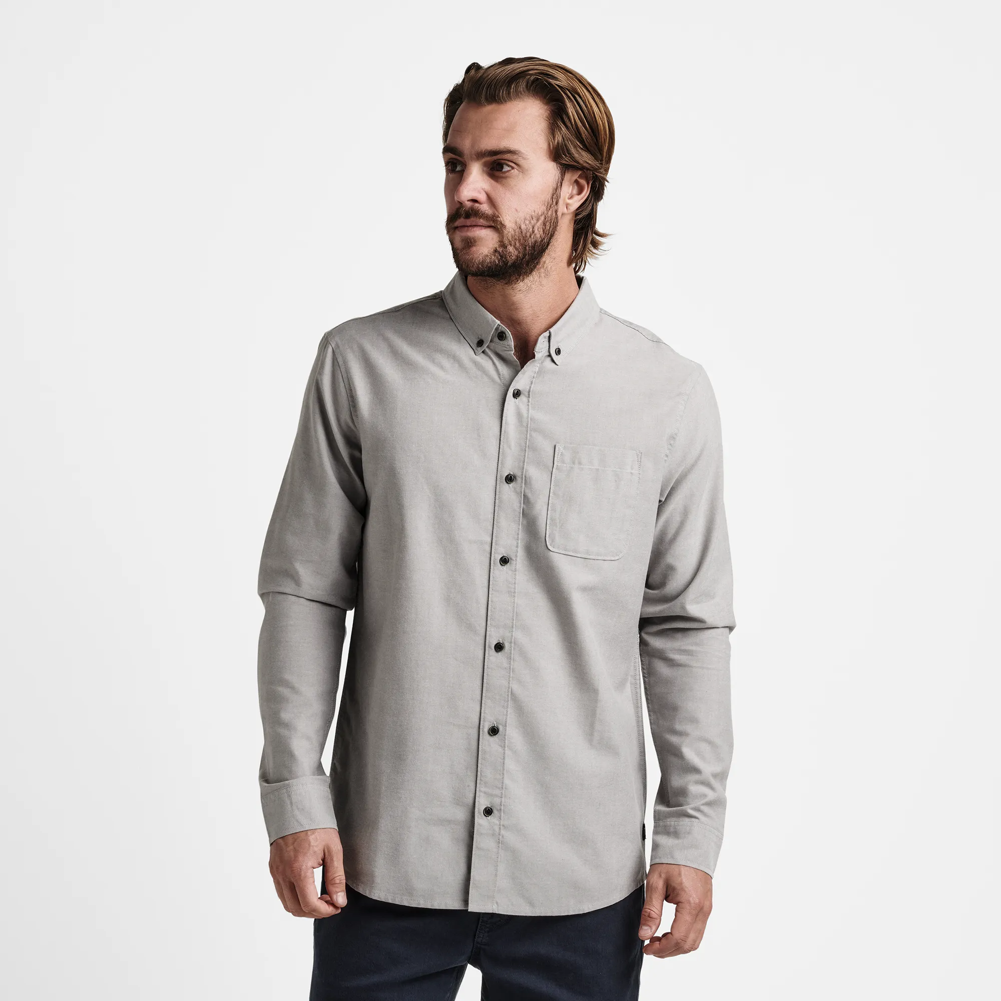 Scholar Long Sleeve Button Up Shirt - Smoke sold by Roark product image thumbnail 4