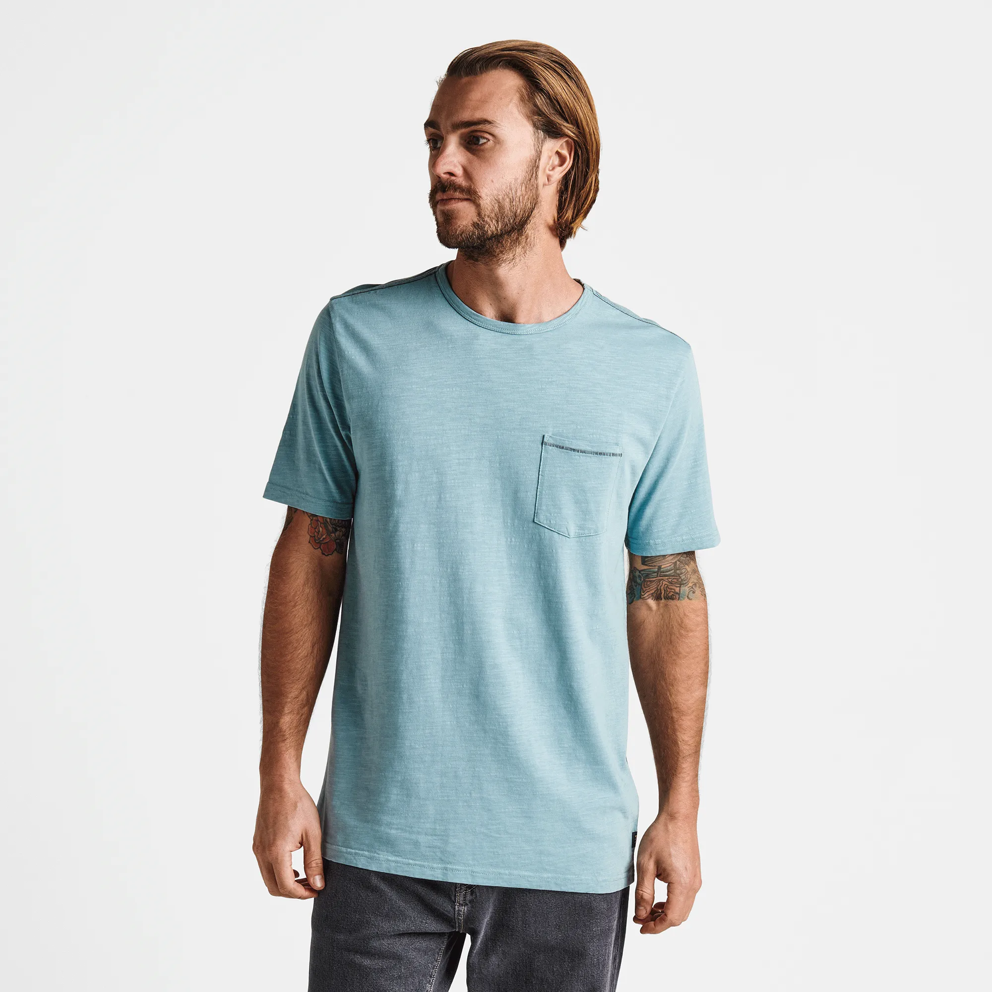 Well Worn Midweight Organic Short Sleeve Tee - Stone Blue sold by Roark product image thumbnail 2