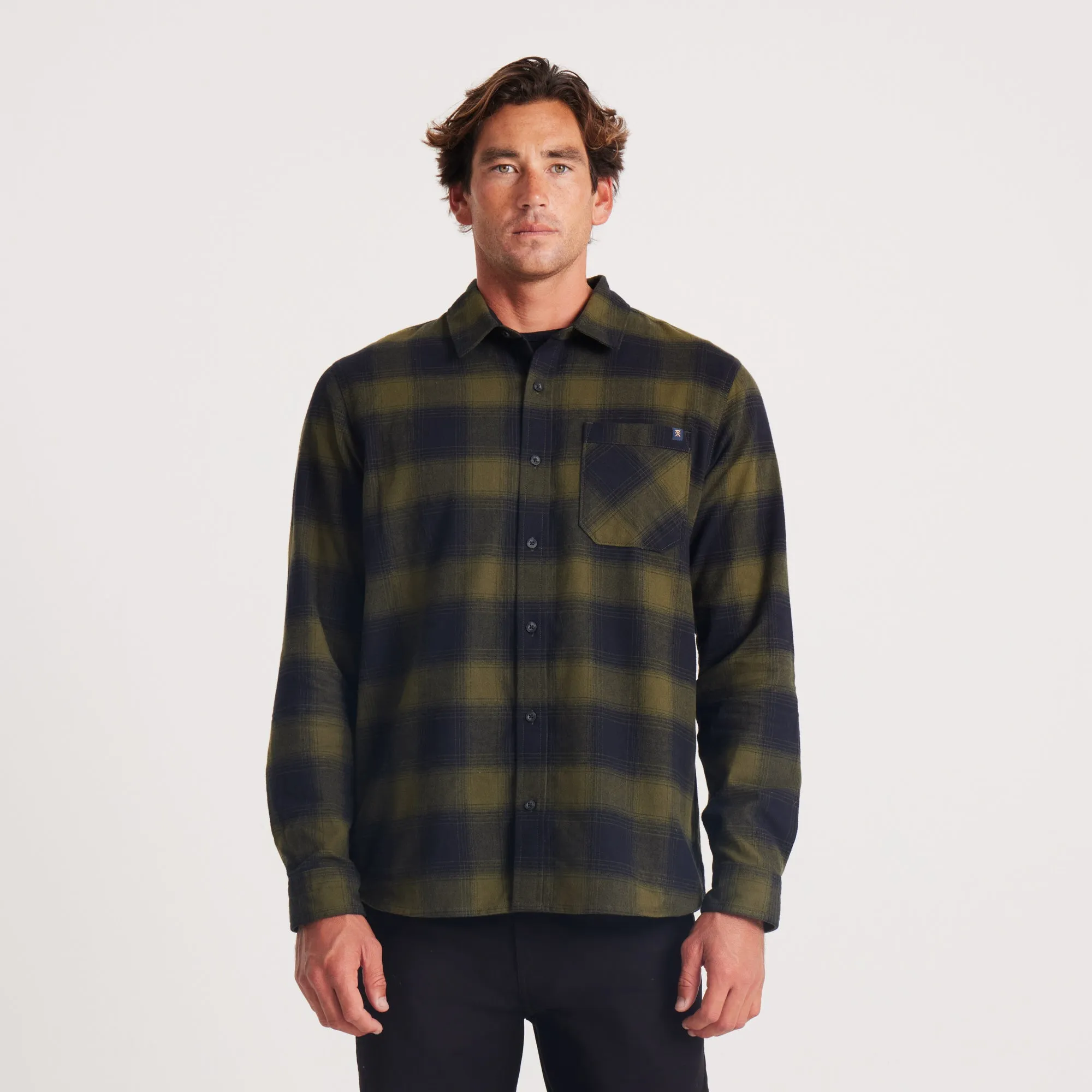 Crossroads Organic Cotton Flannel - Dark Military Plaid sold by Roark product image thumbnail 2