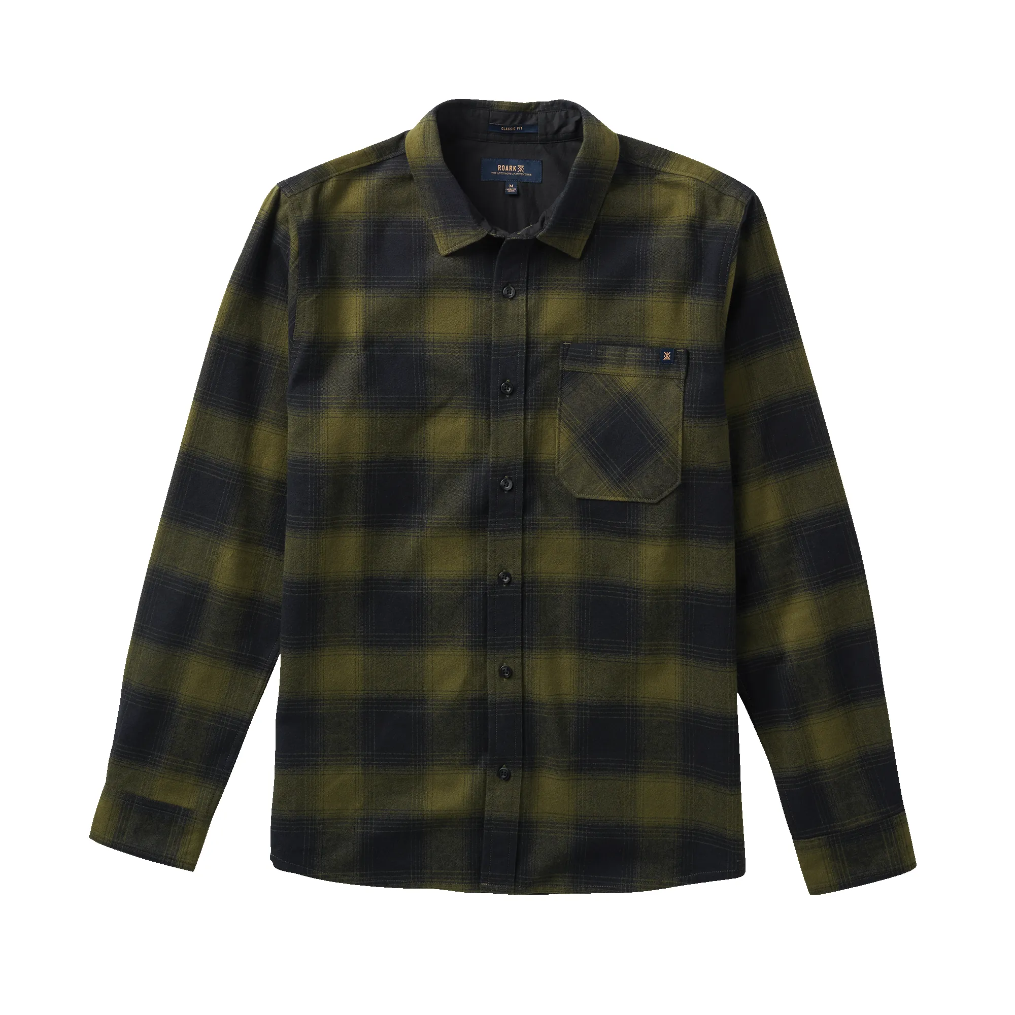 Crossroads Organic Cotton Flannel - Dark Military Plaid sold by Roark