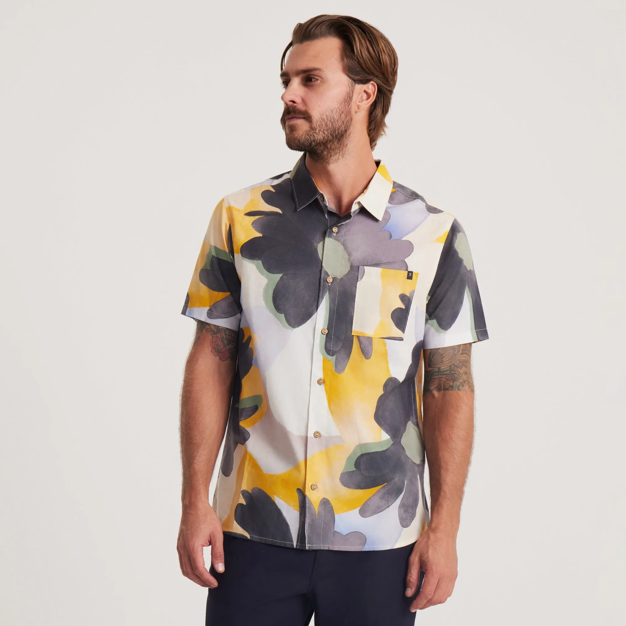 Journey Short Sleeve Button Up Shirt - Night Bloom Spice sold by Roark product image thumbnail 4