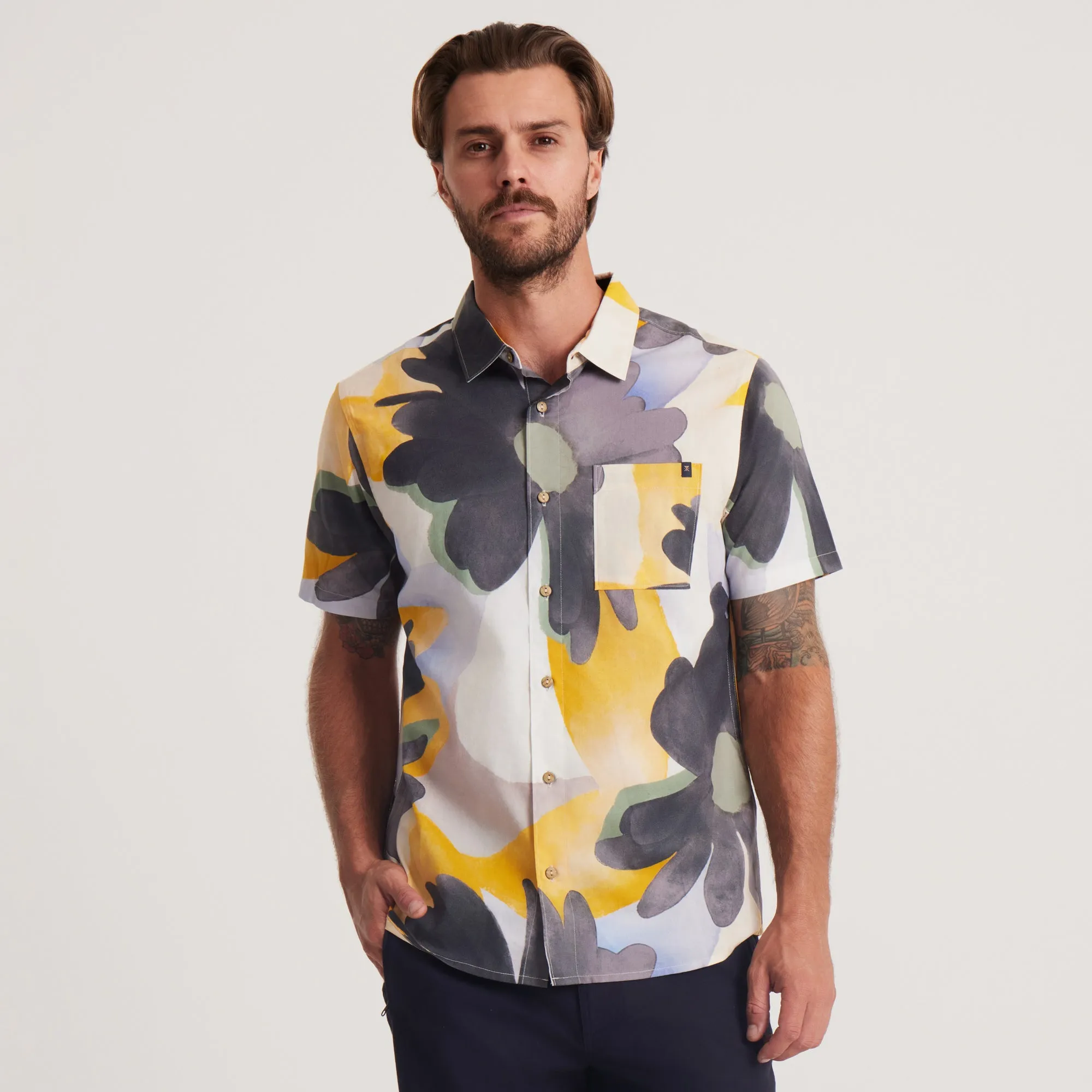 Journey Short Sleeve Button Up Shirt - Night Bloom Spice sold by Roark product image thumbnail 2