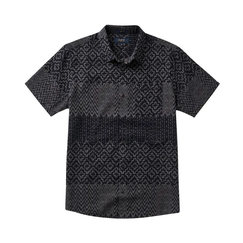 Journey Short Sleeve Button Up Shirt - Dark Navy Sashiko sold by Roark
